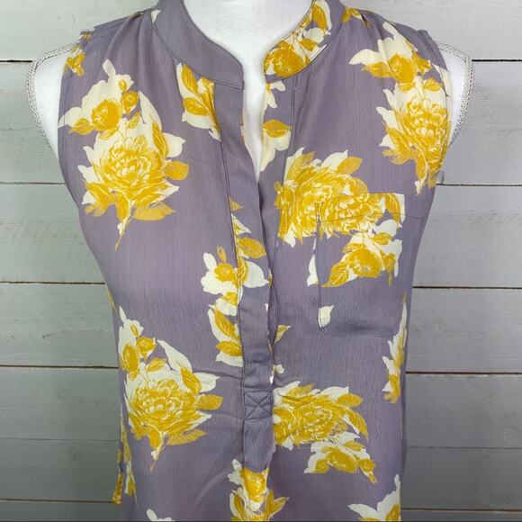 PORRIDGE Anthropologie Silverton Violet Floral Sleeveless Tank Blouse‎ Size XS - Picture 5 of 12